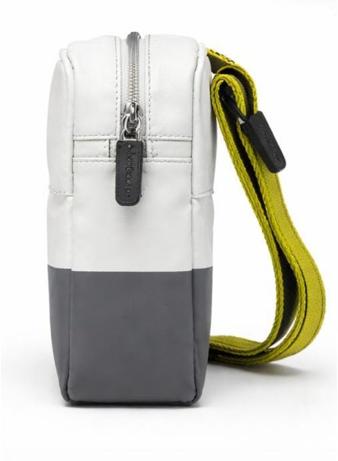 Calvin Klein Jeans Men's Bicolor Reporter Bag with Neon Webbing Strap – White/Grey - Image 3